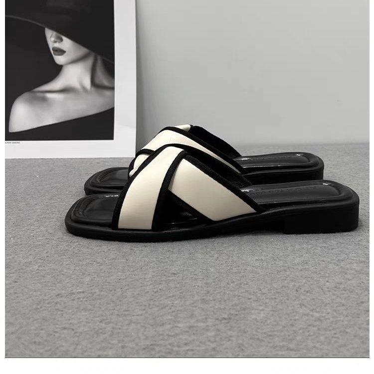 Тапочки женские верхняя одежда лето взрыв 2025 новые комнатные домашние мягкие тапочки одно слово плоское дно классные тапочки прилив