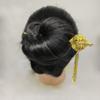 Головной убор в древнем стиле Тайский головной убор Древний головной убор Hanfu Золотые металлические шпильки Зонтик-лист Зажим для волос в стиле Дай Женский