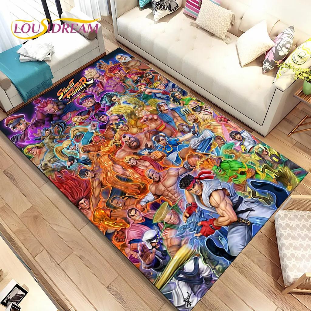 Коврик Street Fighter в стиле ретро, ​​коврик для геймера, коврик для гостиной, спальни, диван, коврик для украшения, детский нескользящий напольный коврик