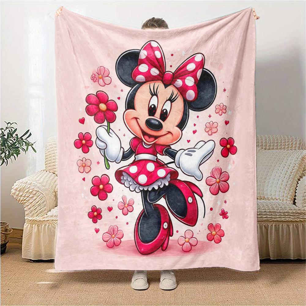 Minnie Mouse Floral Delight Blanket Soft Throw Blanket For Home Bedroom Bed Sofa Travel Office Solid Christmas Blanket