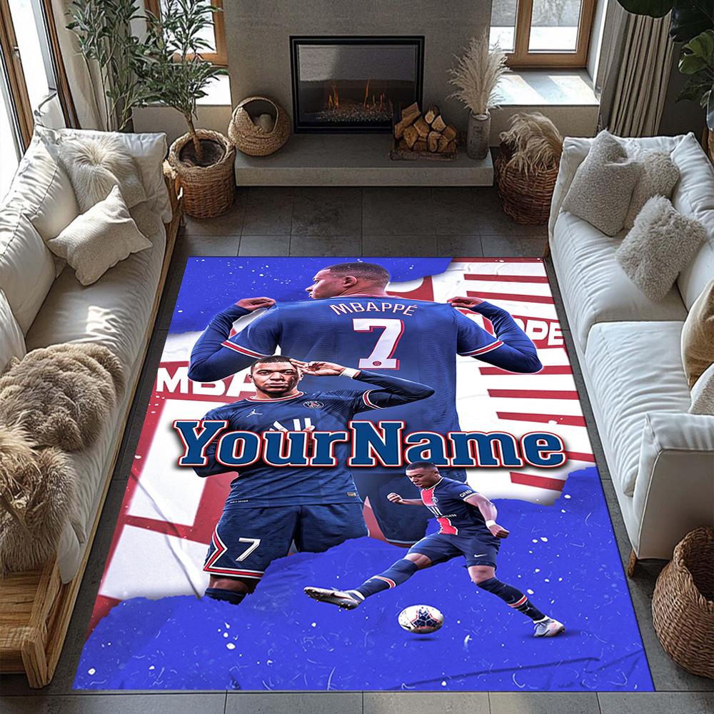 Mbappe 77 Personalized Text Area Rug Perfect for Study room Game Room Balcony Dormitory Anti-slip Rug Anime Office Decor