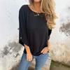 Womens Loose Fit Floral Jacquard Chiffon Top Round Neck Casual T-Shirt 2026