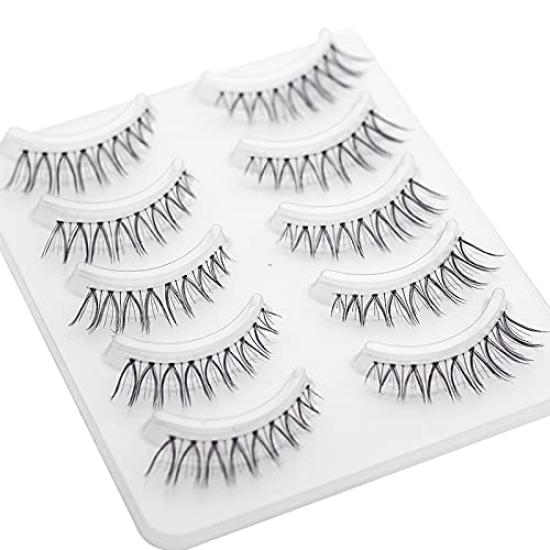 Emotao Накладные Верхние Ручной Работы Накладные Легкие Повседневные 5 Пар x 2 10 Ресниц, Натуральные, Популярные, Короткие, Ресницы, Ресницы, Макияж, Макияж, (T-02 Пары)