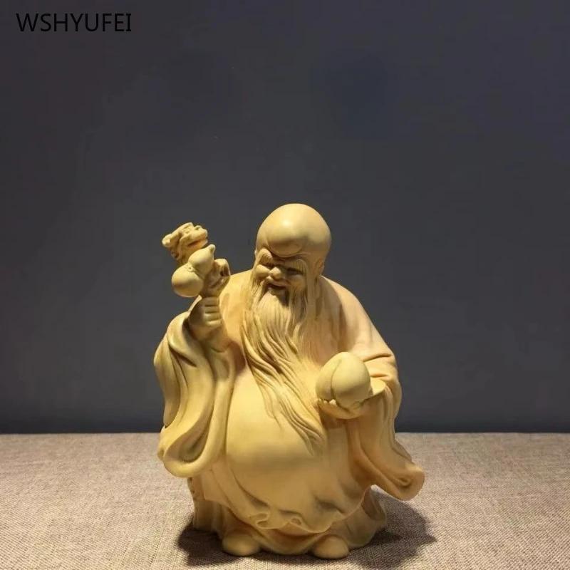 1 шт., резьба по дереву из скального кипариса, украшения, ремесла, украшения для дома, молитва о благоприятных подарках, статуэтка в китайском стиле