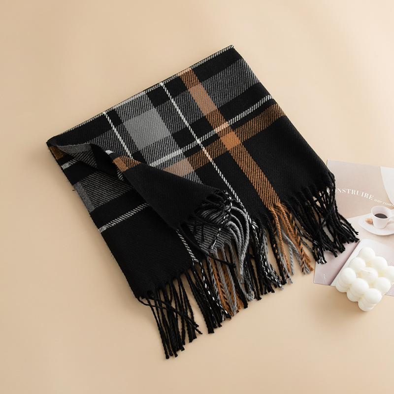 British Style Scarf Women's Winter High End New Autumn and Winter Thickening Versatile Atmosphere Warm Scarf