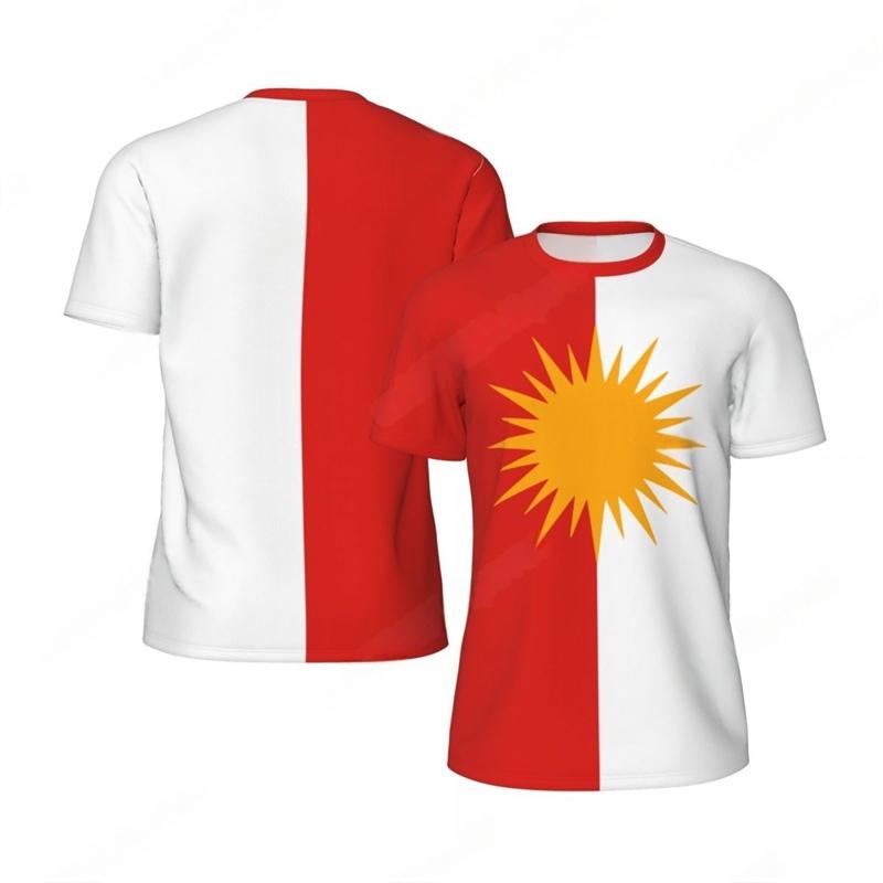 Fashion Yezidi Flag Graphic Football T Shirts For Men Trend 3D National Emblem Printed Sports T-shirts Loose Breathable Tees
