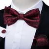 Свадебный галстук-бабочка для мужчин, классический красный предварительно завязанный галстук-бабочка, набор запонок для вечеринки, шелковый узел-бабочка, подарочные мужские аксессуары
