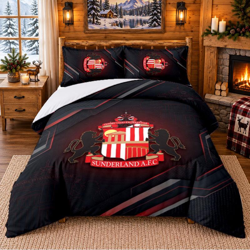 Printed 3Pcs Bedding Set Sunderland Pattern Bed Sheet Pillowcase For Bedroom Decor