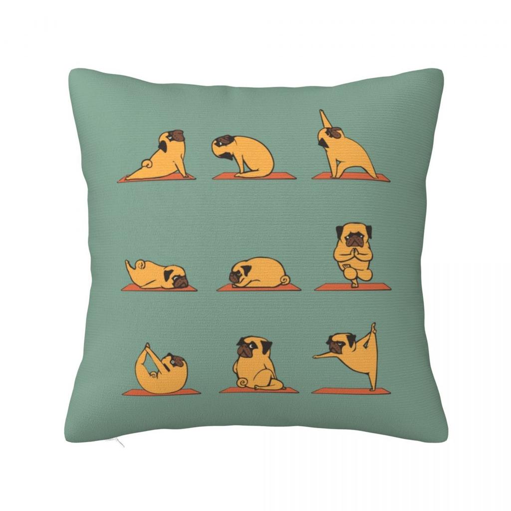 Pug Yoga Square Pillowcase Pillow Cover Polyester Cushion Decor Comfort Throw Pillow for Home Bedroom