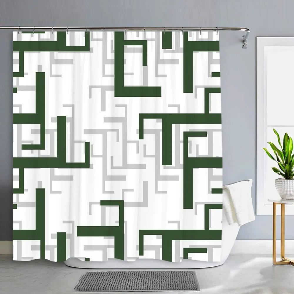 Геометрическая занавеска для душа простая современная декоративная полиэстеровая ткань машинная стирка ткань подвесная занавеска для ванной комнаты декор