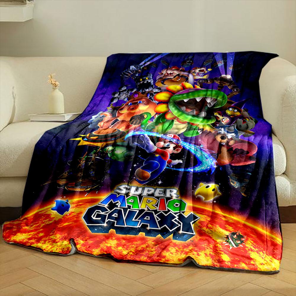 Colorful characters and elements from **Super Mario Galaxy** in space. for all seasons blanket lunch break throw gift