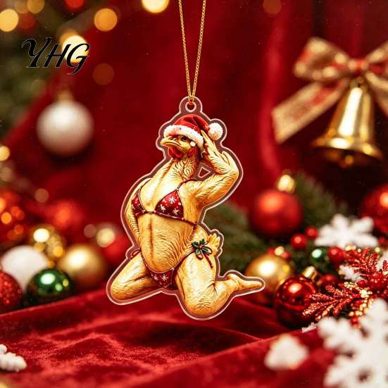 Home Festival Hanging Accents Bikini Christmas Ornaments, Quirky Santa Claus Dachshund Highland Cow Decoration, Hilarious Fireplace Ornaments Acrylic