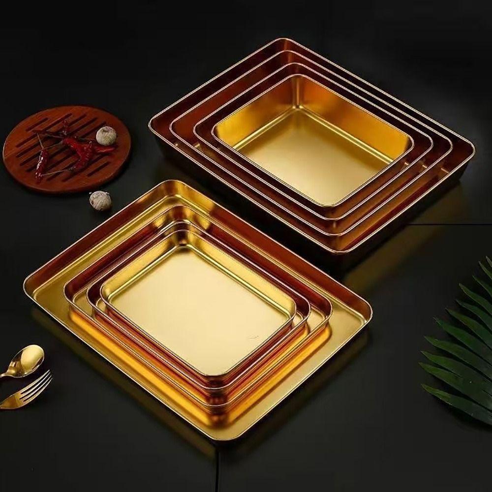 Stainless Steel Cake Tray Gold Silver Storage Tray Versatile Multi-sizes Tray For Refrigerators