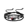 Eiffel Tower Time Gem Bracelet, Black Woven Leather Cord Wristband Wholesale