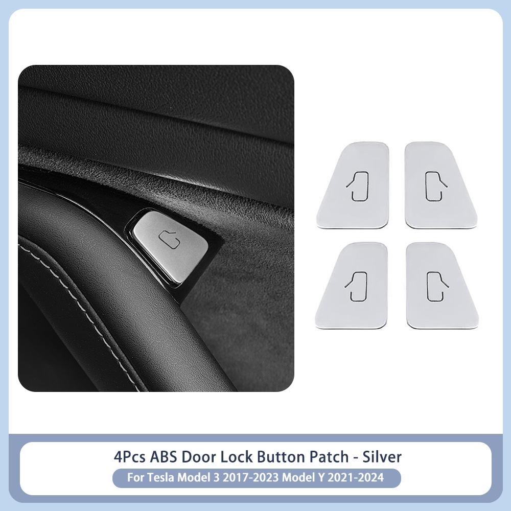Heenvn For Tesla Model 3 2017-2023 Model Y 2021-2024 11Pcs Window Lift Button ABS Door Lock Switch Cover Trim Patch Car Interior