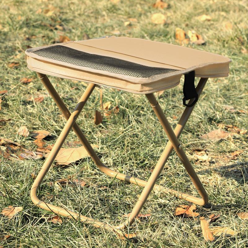 Portable Folding Rectangular Outdoor Chair with Shoulder Strap Modern Green Stainless Steel Backpack Stool for Garden Hotel Use