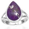 Natural Purple Turquoise Gemstone 925 Sterling Silver Teardrop Ring For Women & Girls