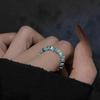 2025 Trendy High-End Colorful Beaded Silver Elastic Ring for Women