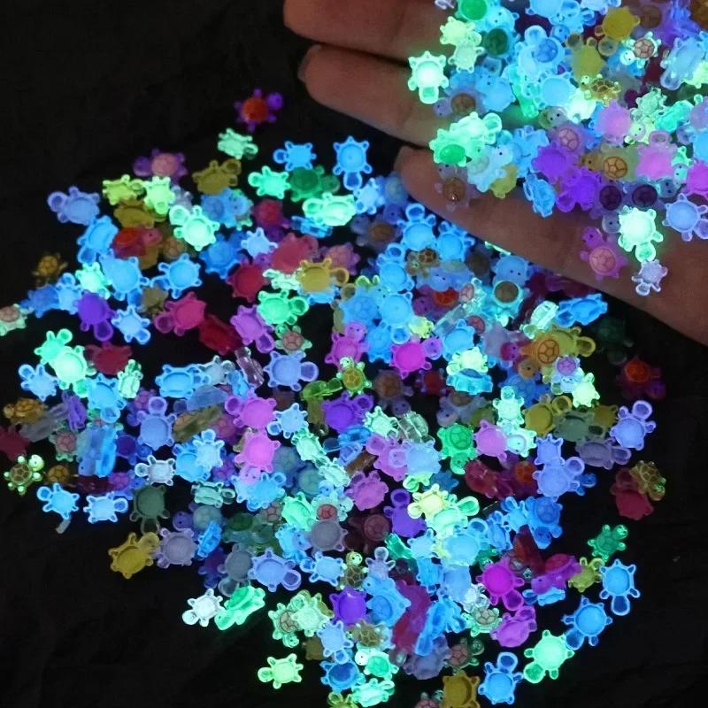 300pcs Cute Mini Resin Turtles Self-Luminous Turtle Miniatures Resin Tiny Turtles Nails DIY Accessories Creative Gifts Toys