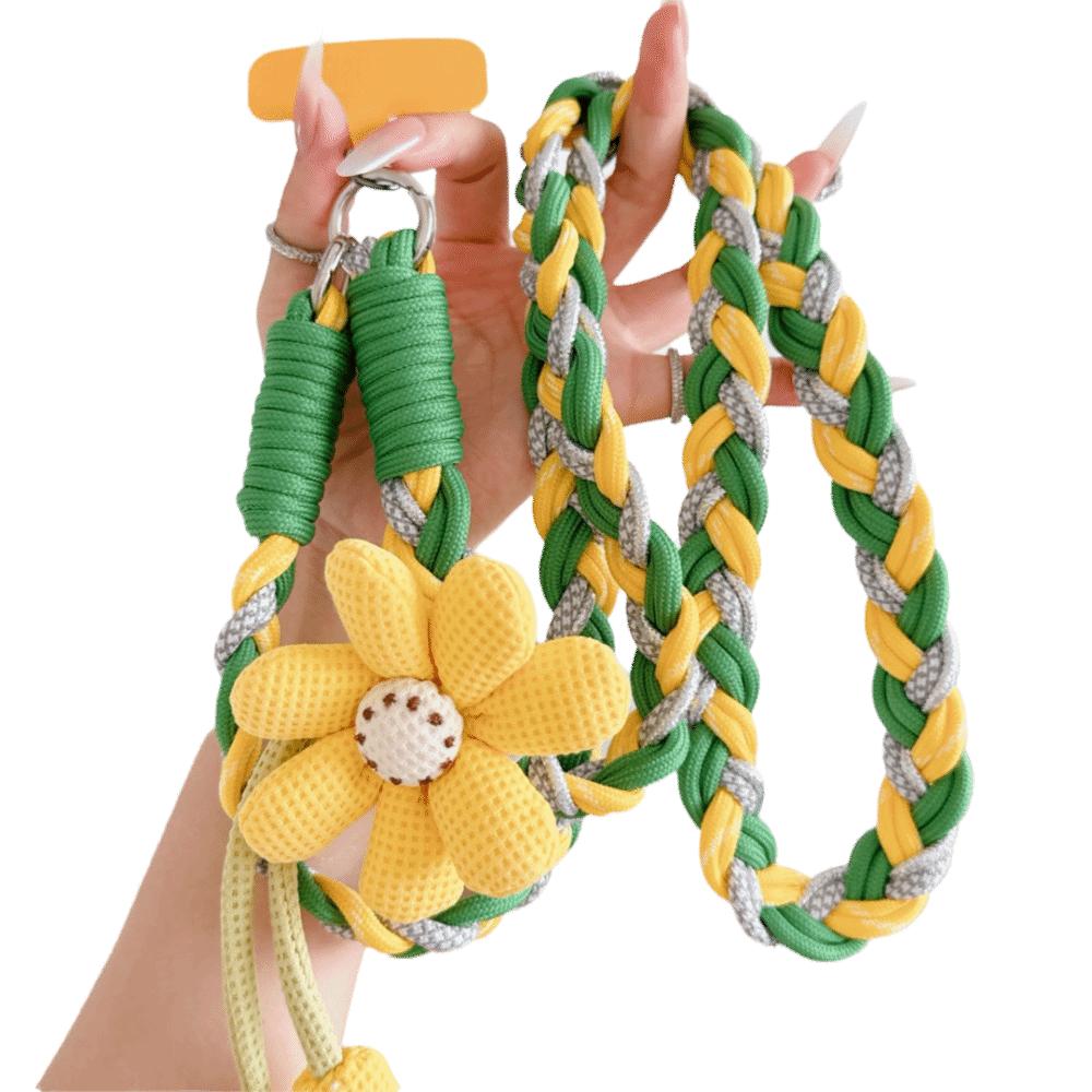 Detachable Flowers Phone Lanyard Phone Charm Crossbody Lanyard Phone Woven Chain  Women Girls