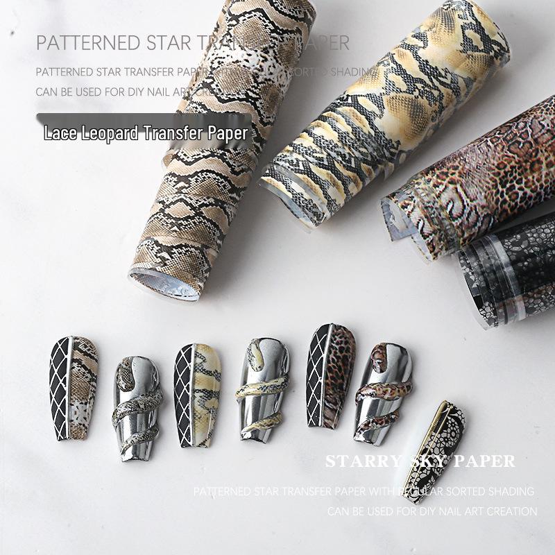 Наклейки-переводки для нейл-арта «Звездное небо»: Кружево и Леопардовые Лазерные Принты