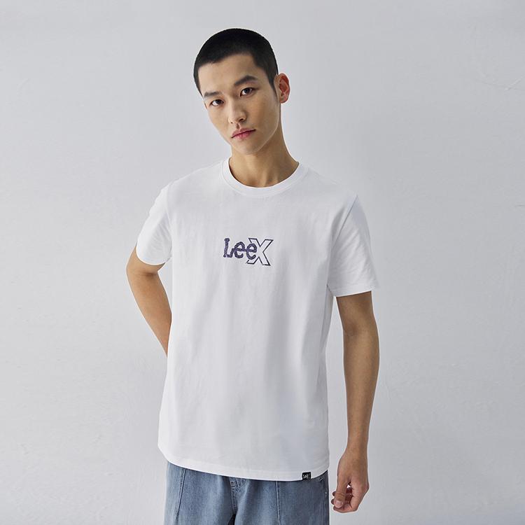 Lee T-Shirts Men's White Crew Neck Moderate LMT0098104LE00FK14000
