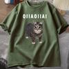 Мем Крутящийся Кот Oiiai Унисекс Футболка Летняя С Коротким Рукавом Хлопковая Футболка С Принтом Повседневная Футболка Круглый Вырез Футболка С Коротким Рукавом