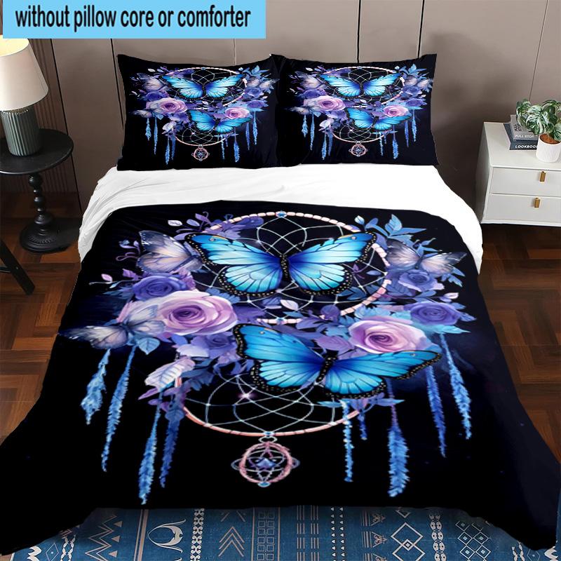 Dreamcatcher Fantasy Flowers 3pcs Bedding,Including 1pc Duvet Cover And 2pcs Pillowcases Perfect for Christmas,Ideal for Bedroom, Dormitory