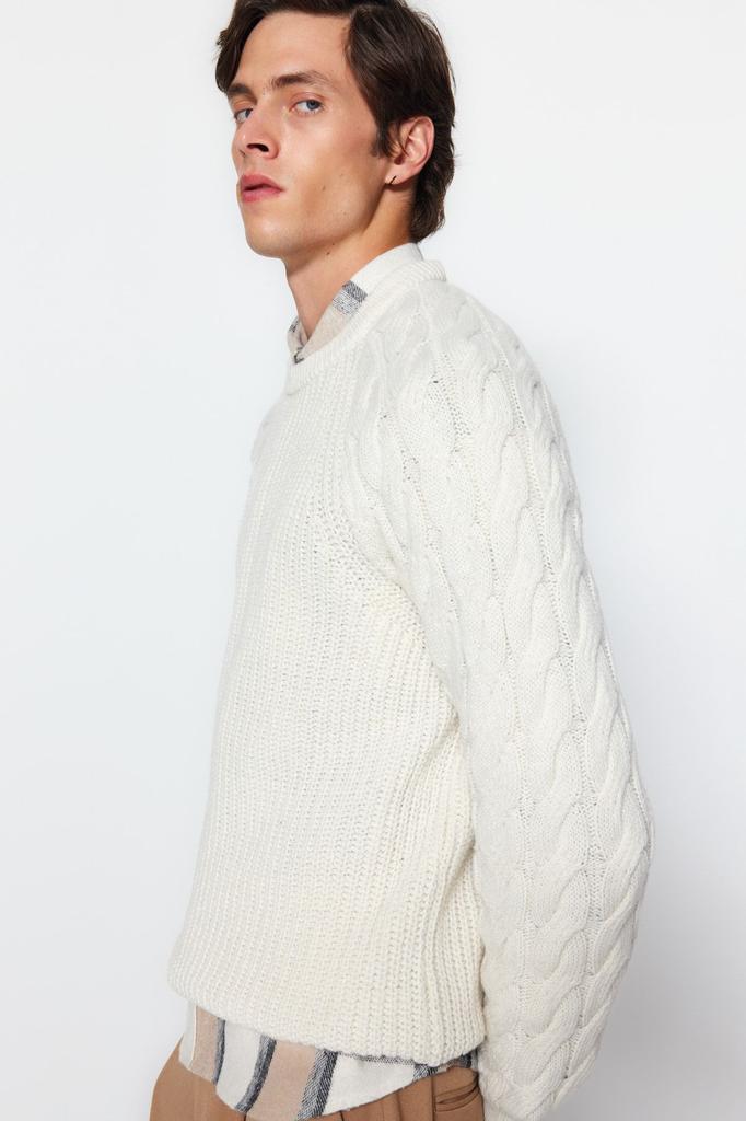 Мужской модный стильный свитер с камнем унисекс, вязаный свитер с круглым вырезом и детальным трикотажем