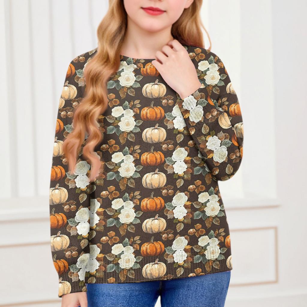 Толстовки на Хэллоуин для детей, мальчиков и девочек, вязаный свитер, милая рубашка, осенние пуловеры с круглым вырезом