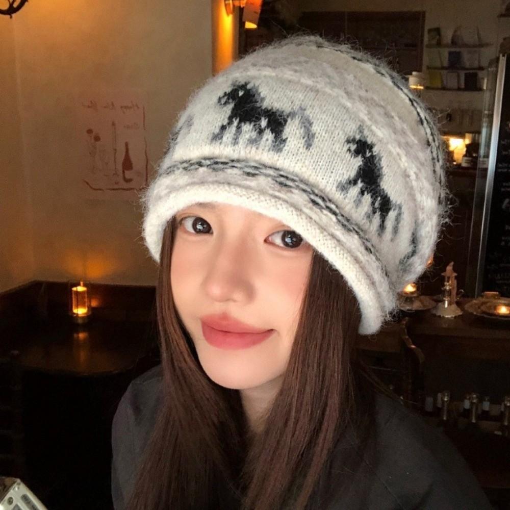 Soft Texture Winter Warm Beanie Hat Polyester Fair Isle Casual Beanie Hat Cold Weather
