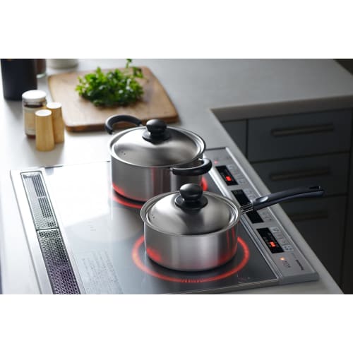 Yoshikawa Cook Easy SJ3321 Silver Stainless Steel 20cm Double-Handled Pot, Gas and Induction Compatible, Made in Japan
