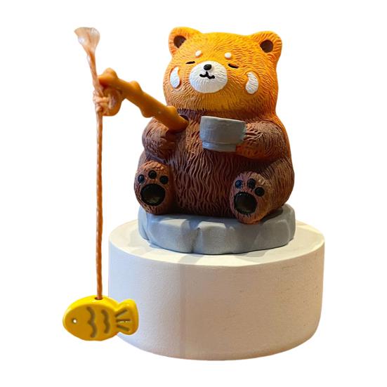 Fishing Animals Figurine Resin Panda Groundhog Capybara Statue Angler Animal Series Ornament