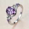 Huitan Oval Purple Cubic Zirconia Women Rings Wedding Anniversary Party Unique Accessories for Lady Fancy Gift Fashion Jewelry