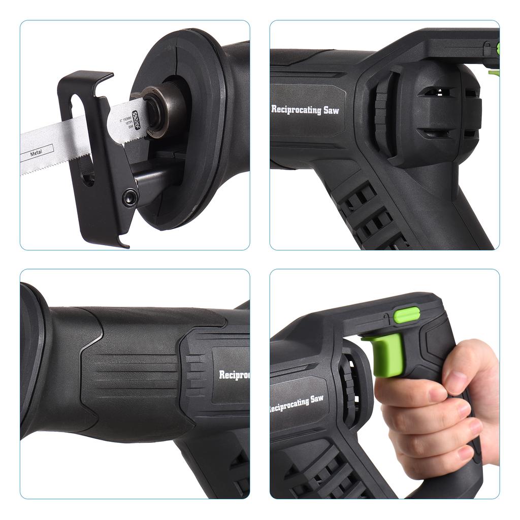 Аккумуляторная сабельная пила 20 В, ручная электрическая пила с переменной скоростью, 3000 об/мин, быстрая батарея 2,0 Ач