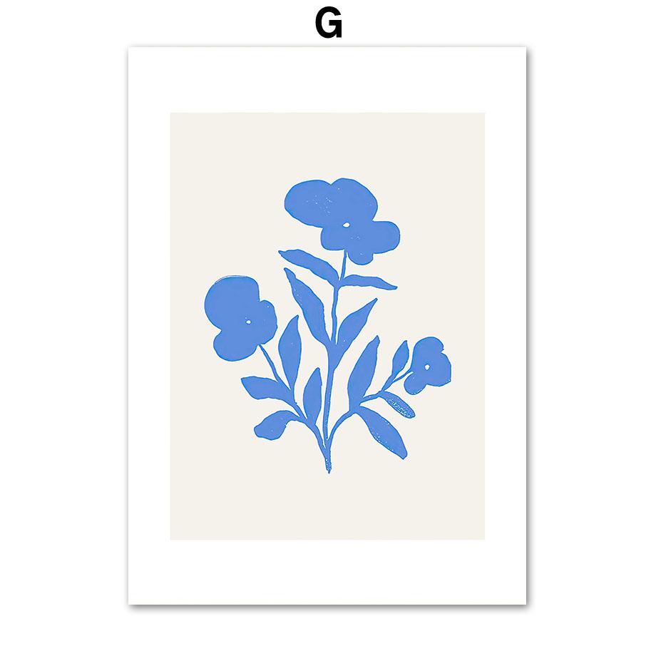 Абстрактная полосатая книга для девочек, синий цветок, геометрические постеры и принты, настенная живопись на холсте для гостиной, декоративные картины