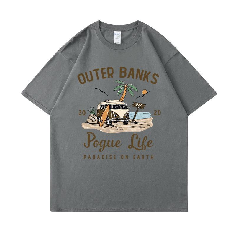 Модная футболка с принтом Outer Banks, футболка Pogue Life John B, Рай на Земле, Северная Каролина, Графические хлопковые топы Pouge