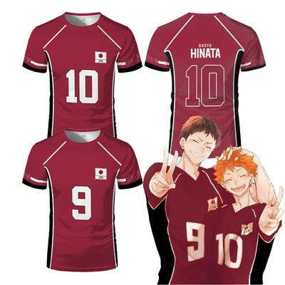 Футболка Haikyuu Fukurodani Red Cartoon Uniform, аниме-костюм для косплея, мужская футболка, волейбольная майка для мальчиков старшей школы Karasuno, топы