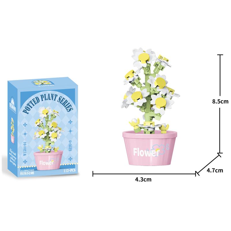 Creative Immortal Flowers Building Block Succulent Pot Ornament Kids Birthday Gift Casual Puzzle Toy