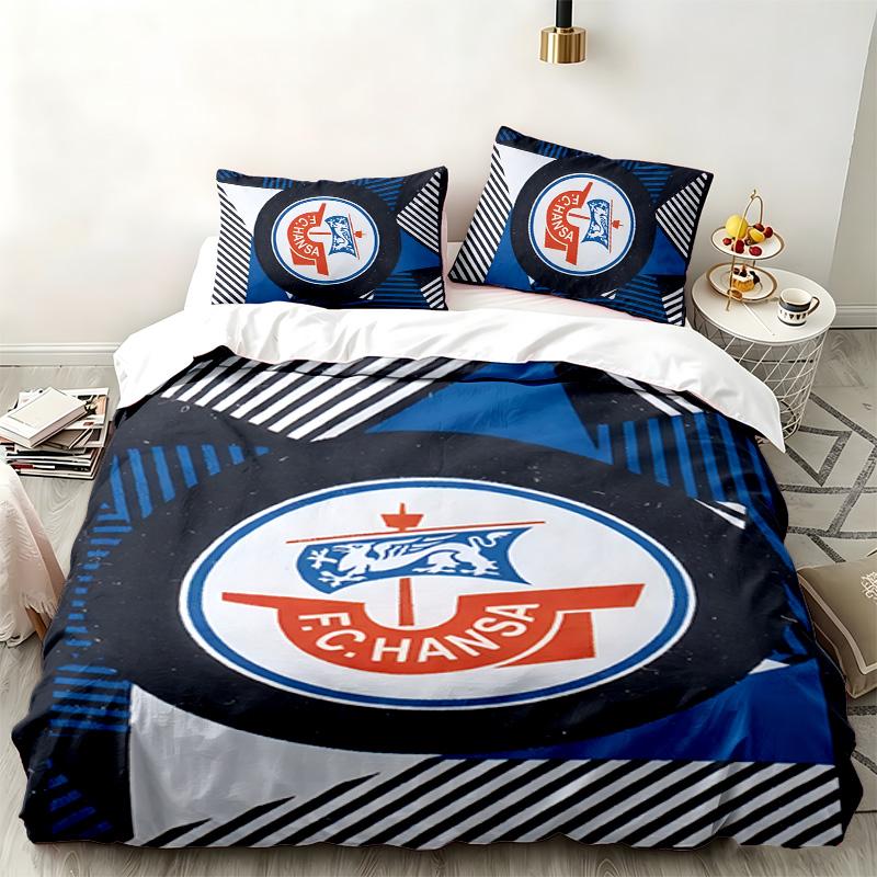 FC Hansa Rostock 3pc set Perfect for bedroom use Comfortable bedding set includes a duvet cover and two pillowcases Ideal birthday or Christmas gift