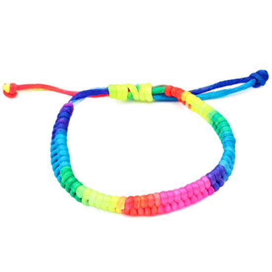 Women's Nightclub Rainbow Fluorescent Colorful Braided Woven Bracelet