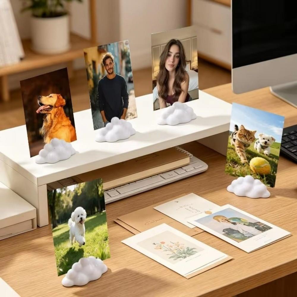 3pcs Cloud-Shaped Photo Holders 3D Printed Business Card Holder Desktop Ornaments Room Decoration
