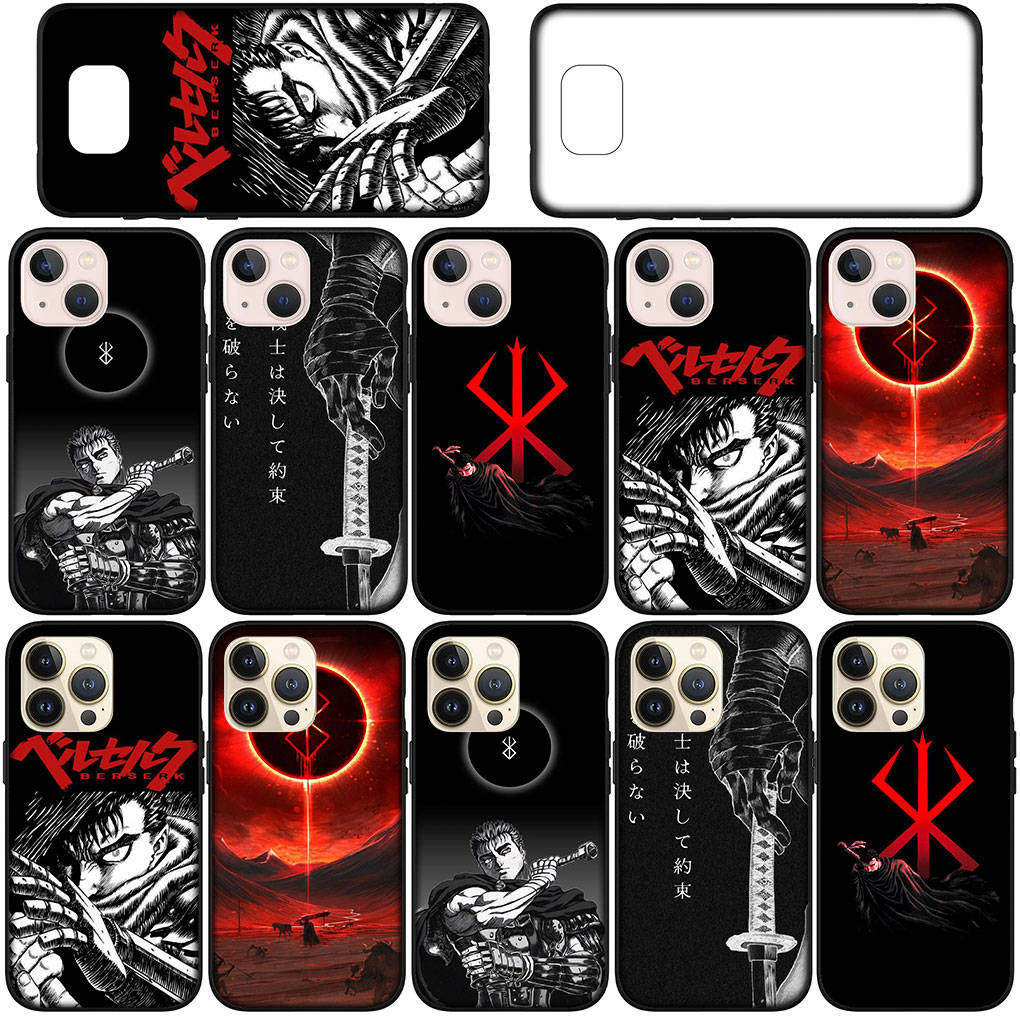 Чехол для iPhone 16 15 Xiaomi Redmi Note 14 13 12 11 Pro Max X 8 9 16e Samsung Galaxy S25 S24 S23 Moto G54 OPPO Huawei Аниме Берсерк Гатс Чехол для телефона