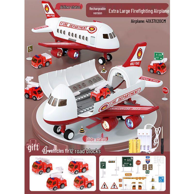 Extra Large Transforming Airplane Toy with Music and Storage Features for Kids