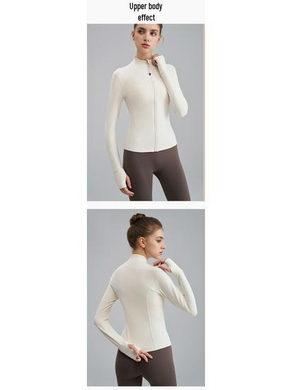 Женская облегающая куртка для йоги с длинным рукавом Nude Feel: Воротник-стойка, Высококачественная осенне-зимняя одежда для фитнеса