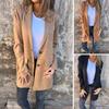 Lady Winter Coat Single-breasted Turn-down Collar Mid Length Overcoat Long Sleeves Pure Color