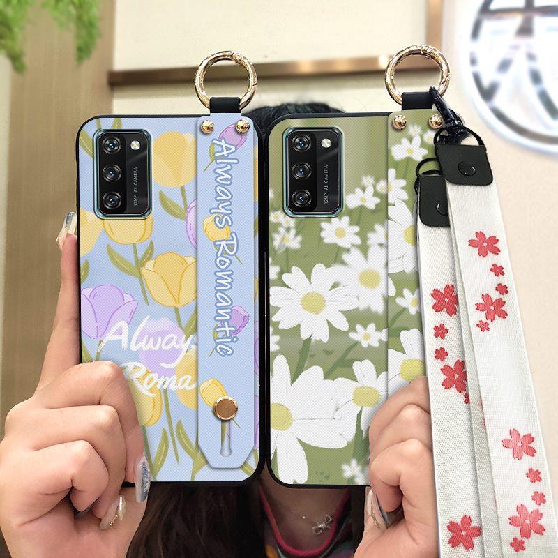 Anti-dust Soft Case Phone Case For Blackview A100 Flower Back Cover Lanyard Protective Ring Oil Painting Waterproof