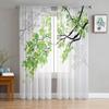 Green Leaves Plant White Tulle Window Curtains Living Room Organza Yarn Sheer Voile Curtain Bedroom Kitchen Home Decor Drape