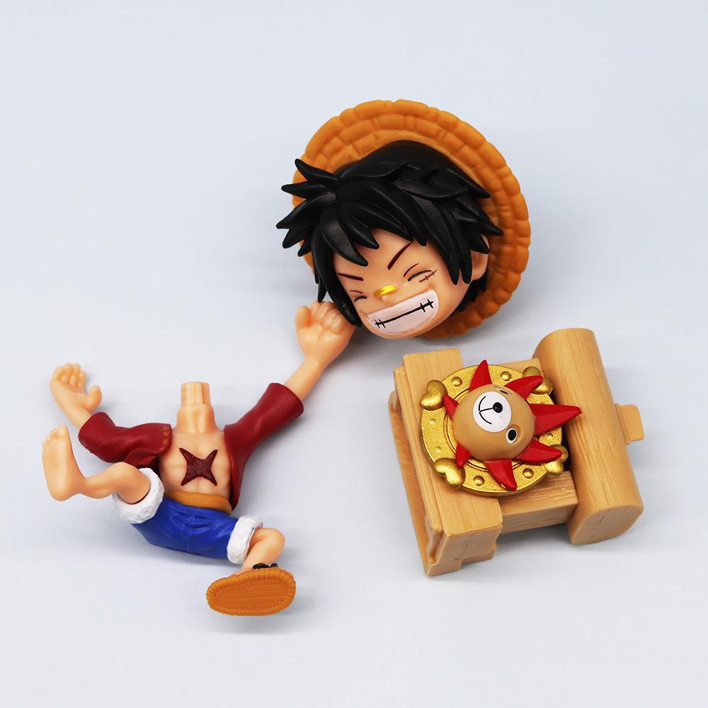 One Piece Q Version Луффи Санджи сидячая поза фигурка модель автомобиля настольный орнамент аксессуары мультфильм декор игрушки