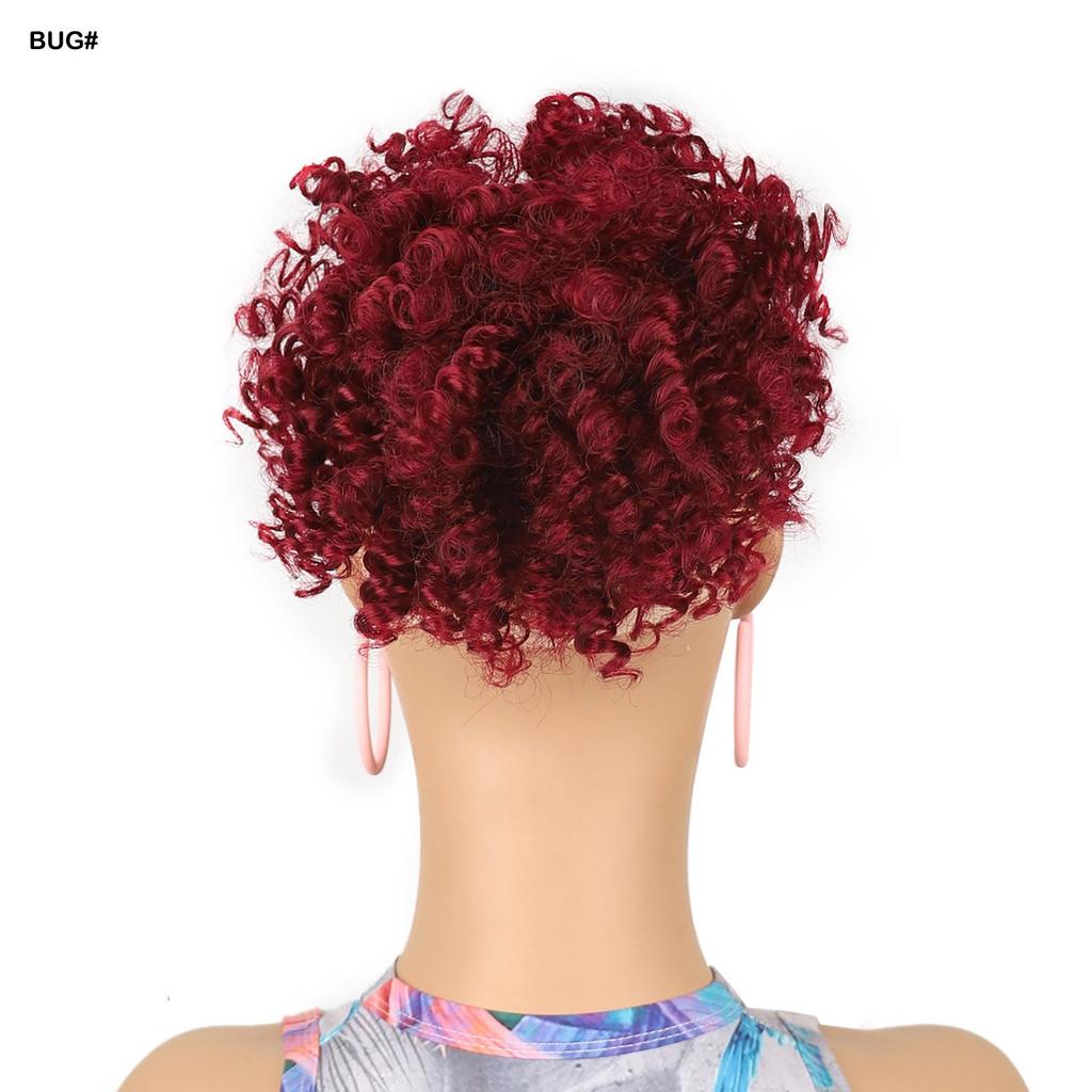 Африканский кудрявый пучок-бублик шиньон резинка обертка афро пуф черный синтетический парик для женщин для ежедневного использования